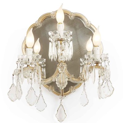 Antique Bohemia Three Light Crystal Wall Lights With Mirror Set Of 2 For At Pamono Light Crystal Wall Lights With Mirror, Antique Chandelier Wall Lights