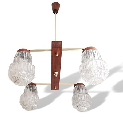 Large Portuguese Rustic Wood And Glass 4 Light Ceiling Lamp Chandelier 1960s For At Pamono Light Ceiling Lamp Chandelier 1960s, Ceiling Cap For Chandelier