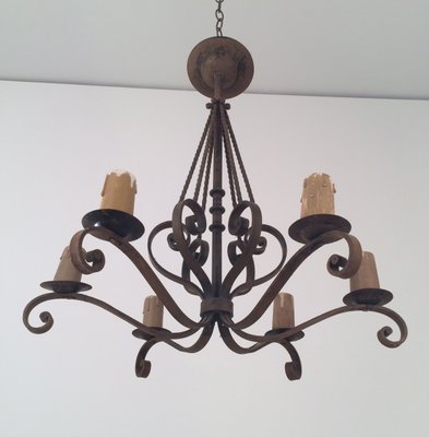 Six Candle Lamp Wrought Iron Chandelier 1920s For At Pamono Six Candle Lamp Wrought Iron Chandelier 1920s 1
