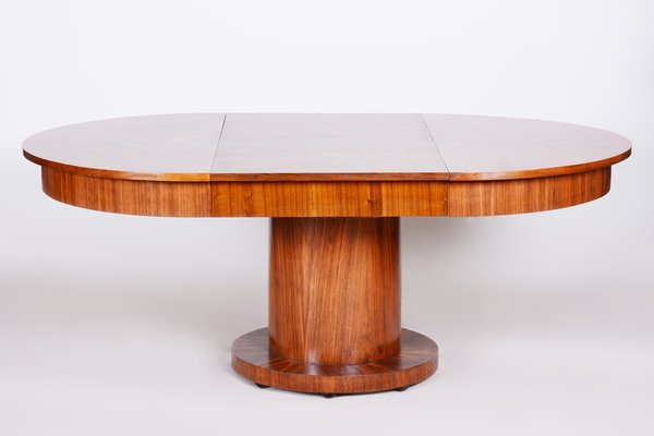 Czech Art Deco Extendable Dining Table, Round Spinning Extendable Dining Table