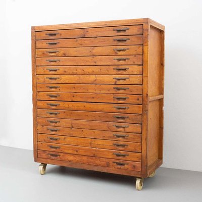 French File Cabinet in Metal and Wood for sale at Pamono