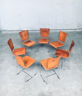 椅子 vintage 90's Postmodern Chair Postmodern Italian Design Leather Dining Chair Set by Segis
