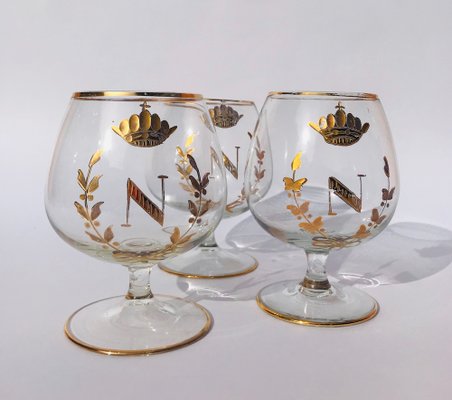 Set of 4 Vintage Cognac Glasses, Brandy Glasses, Monogrammed n