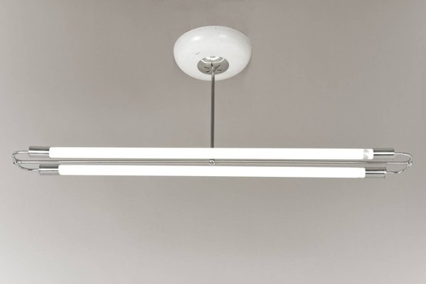 German Chrome Fluorescent Tube Lamp 1950s