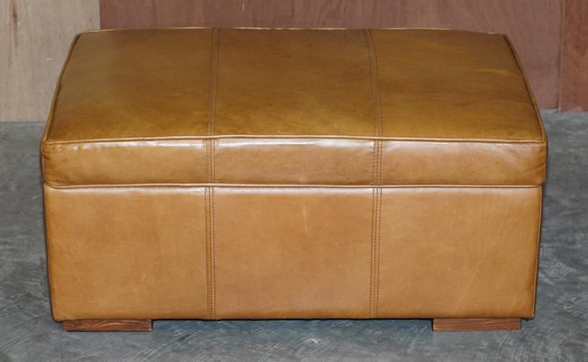 Large Tan Brown Leather Ottoman From, Tan Leather Ottoman