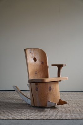 Sculptural Rocking Chair in Solid Pine by Matti Martikka 1960s for sale at Pamono