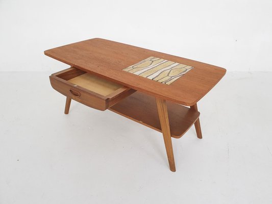 Mid Century Teak Coffee Table With, Wakefield Reclaimed Wood Bench Coffee Table With Three Drawers