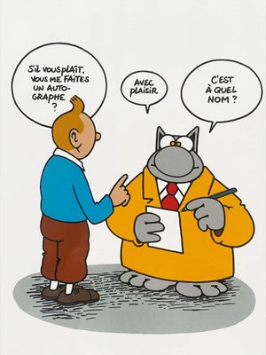 Le chat et Tintin - Philippe Geluck 2020 en vente sur Pamono