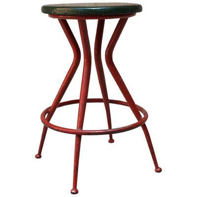 Italian Metal Stool With Original Green, Best Type Of Paint For Bar Stools In India