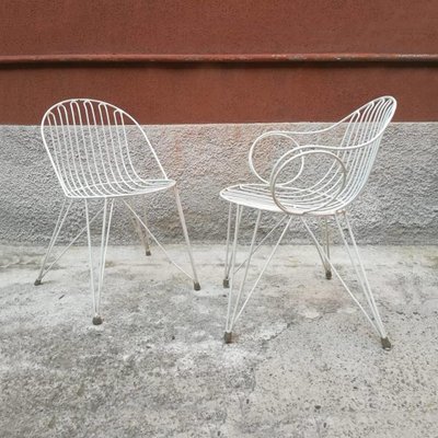 Mid Century German White Painted Iron Garden Chairs 1950s Set Of 5 For Sale At Pamono