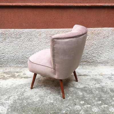 Laster viel Silicium Mid-Century Italian Beech and Powder-Colored Velvet Cocktail Chair, 1960s  for sale at Pamono