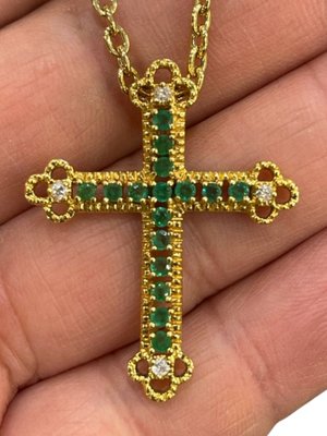 18K Yellow Gold, Emerald \u0026 Diamond 