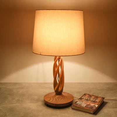 Handmade Oak Lamp Base 1960s, Floor Lamp Handmade