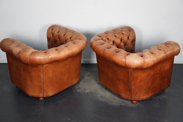 leather chesterfield chair and ottoman