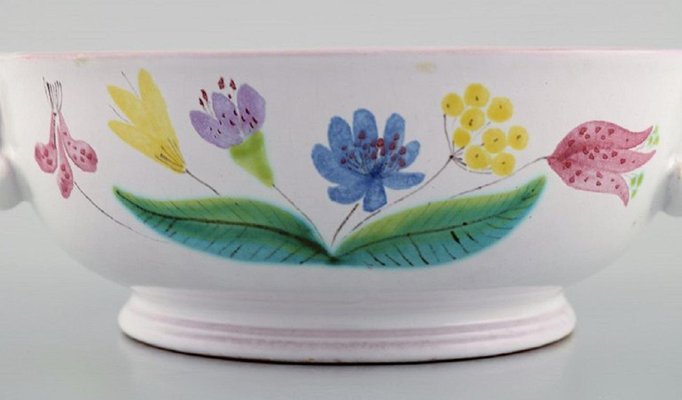 Bowl with Handles in Glazed Faience by Stig Lindberg for