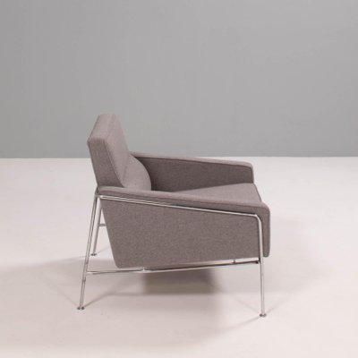 Set of Grey and Chrome Series 3300 Armchairs by Arne Jacobsen for