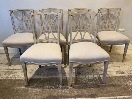 Upholstered Dining Chairs 1940s Set, Silver Dining Chairs Set Of 6