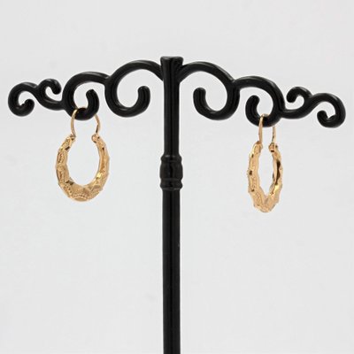 Boucles D'oreilles Anciennes En Or Rose 18 Carats - Serties De Spinelles - Style Boucle