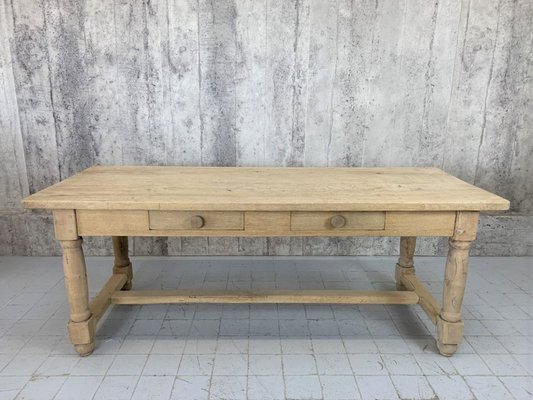 Stripped Oak Farmhouse Table With Two, Pictures Of Painted Farmhouse Tables And Chairs In Philippines