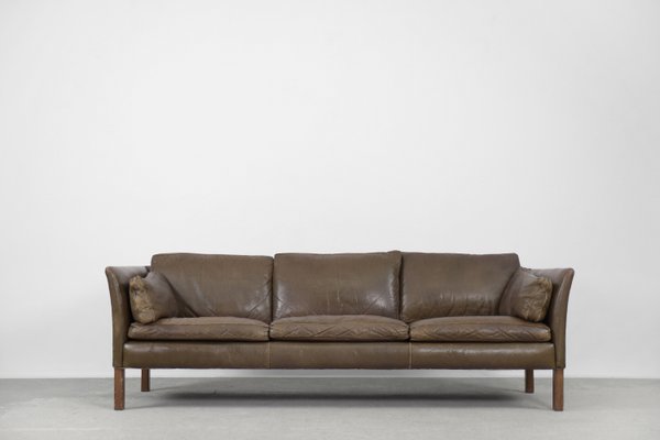 Mid Century Modern Vintage Leather Cromwell Sofa by Arne Norell 1960s