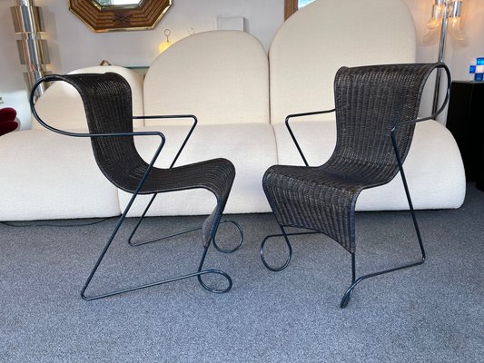 【希少】 driade ZIGO ラタンチェア ロン・アラッド ヴィンテージ Italian Metal Rattan Zigo Chairs by Ron Arad for Driade, 1990s