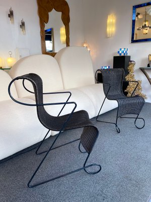 Italian Metal Rattan Zigo Chairs by Ron Arad for Driade, 1990s