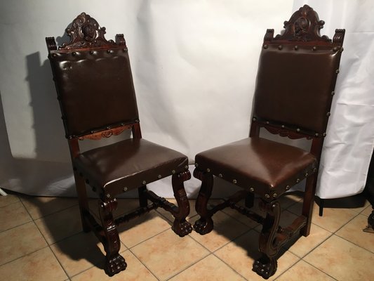 Baroque Leather Upholstery Chairs Set, Leather For Reupholstering Chairs