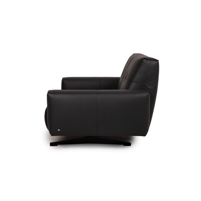 Black Leather 2 Seat Couch By Rolf Benz, Black Leather Club Sofa
