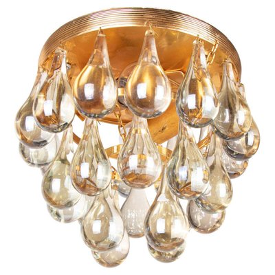 Small German Murano Glass Flush Mount Chandelier From Palwa 1960 For At Pamono - Small Flush Crystal Ceiling Lights
