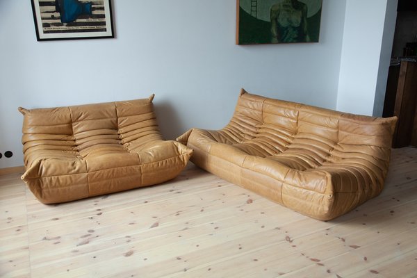 Camel leather sofa for cheap sale