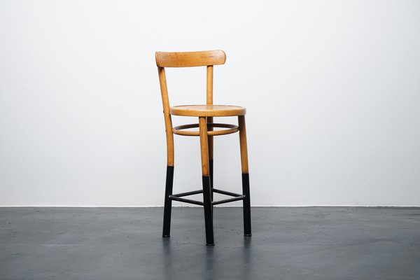 Industrial Wood and Metal Stool with Backrest for sale at Pamono
