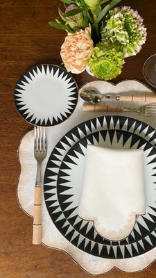 Weiß / beige besticktes VALVER Tischset aus Leinen von Los Encajeros bei Pamono kaufen