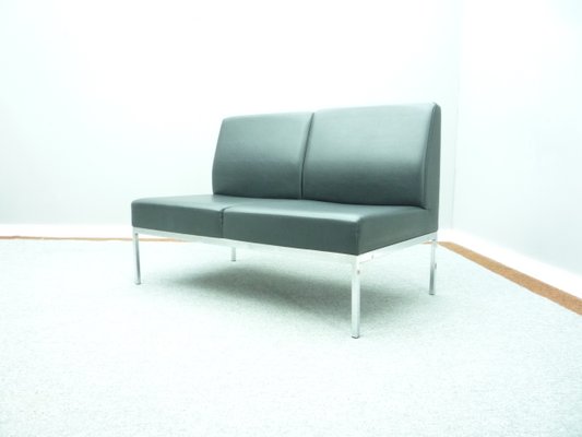 Leather mid store century bench