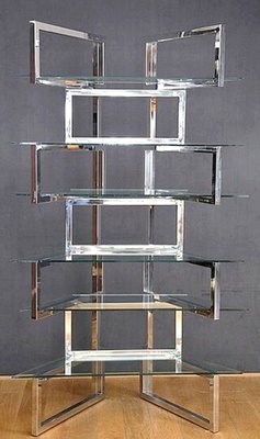 Regal aus Chrom & Glas, 1970er bei Pamono kaufen
