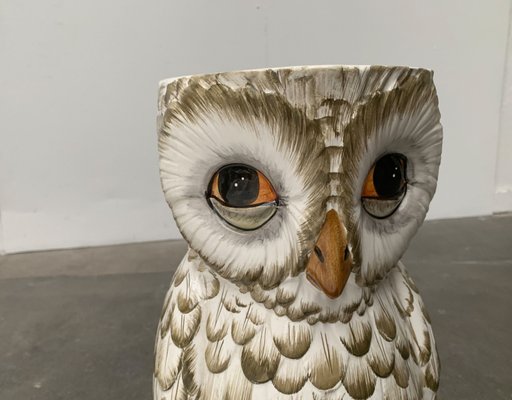 Vintage Italian Ceramic Owl Umbrella Stand for sale at Pamono