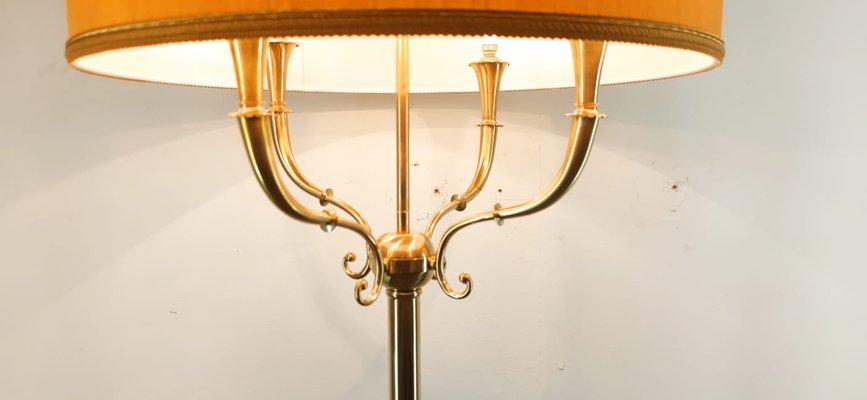 Brass Floor Lamp With 4 Lights, Mogul Lamp Shade