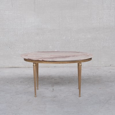 Mid Century Brass and Marble Coffee or Side Table for sale at Pamono
