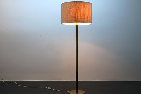 Vintage German Floor Lamp in Gold with Large Screen & Golden Details, 1970s  for sale at Pamono