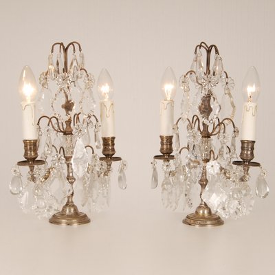 French Silver And Clear Crystal 2 Light, Desk Lamp Chandelier Crystal Clear