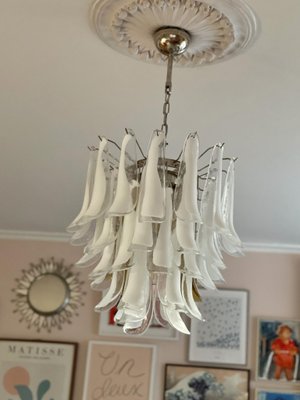 Large White Murano Glass Chandelier for sale at Pamono