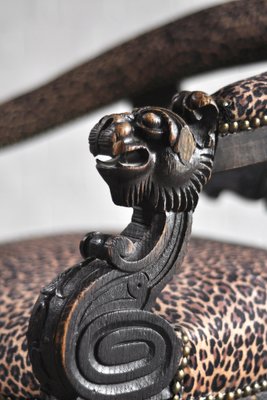 Antique Renaissance Style 19th Century Carved Oak Tub Chairs with