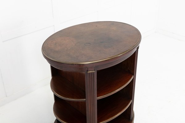 19th Century French Mahogany Open Table, Round Bookcase End Table