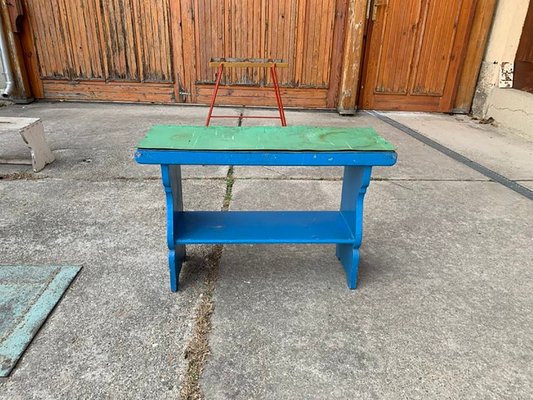 Teal wooden bench top