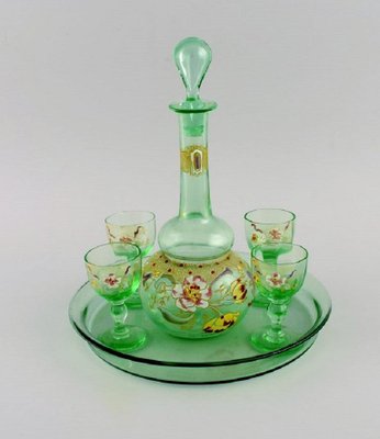 Carafe En Verre Soufflé Ancienne - Cave Coop Pollestres - Décor Danseurs - Vintage