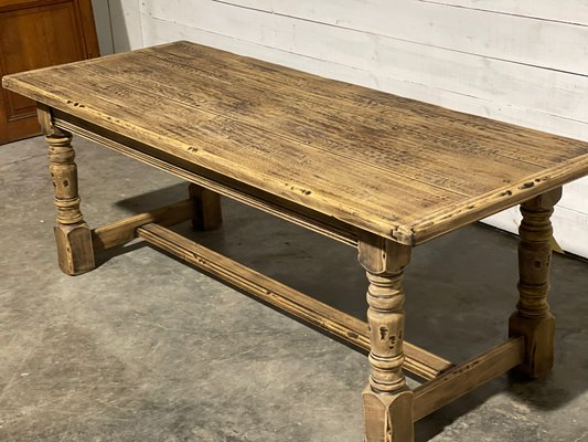French Bleached Oak Refectory Farmhouse, Second Hand Farmhouse Dining Table And Chairs