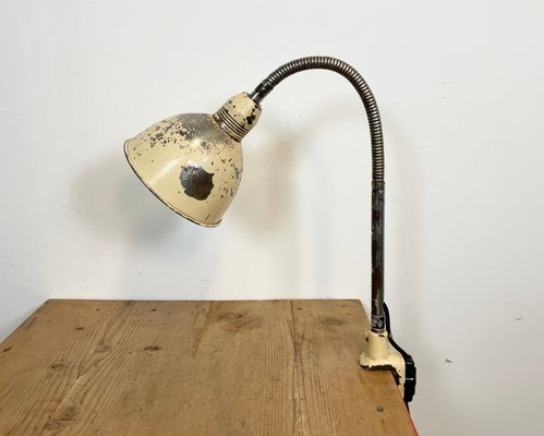 Industrial Beige Gooseneck Table Lamp, Industrial Side Table Lamp