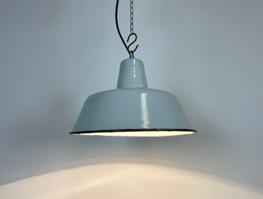 White Enamel Pendant Lamp 1960s, Small Industrial Metal Lamp Shades