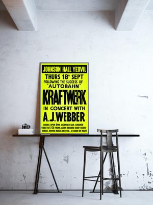 Kraftwerk Original Vintage UK Concert Poster, Yeovil, 1975 for