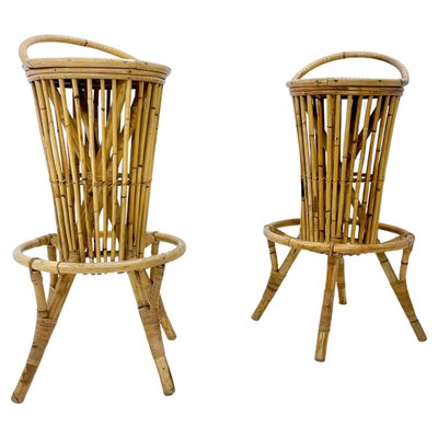 Mid Century Modern Rattan Bar Stool Italy 1960s for sale at Pamono