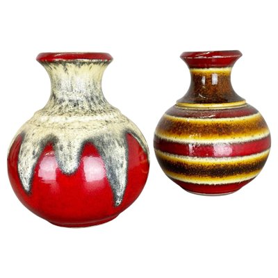 Op Art Multi-Color Fat Lava Pottery Vase from Bay Ceramics